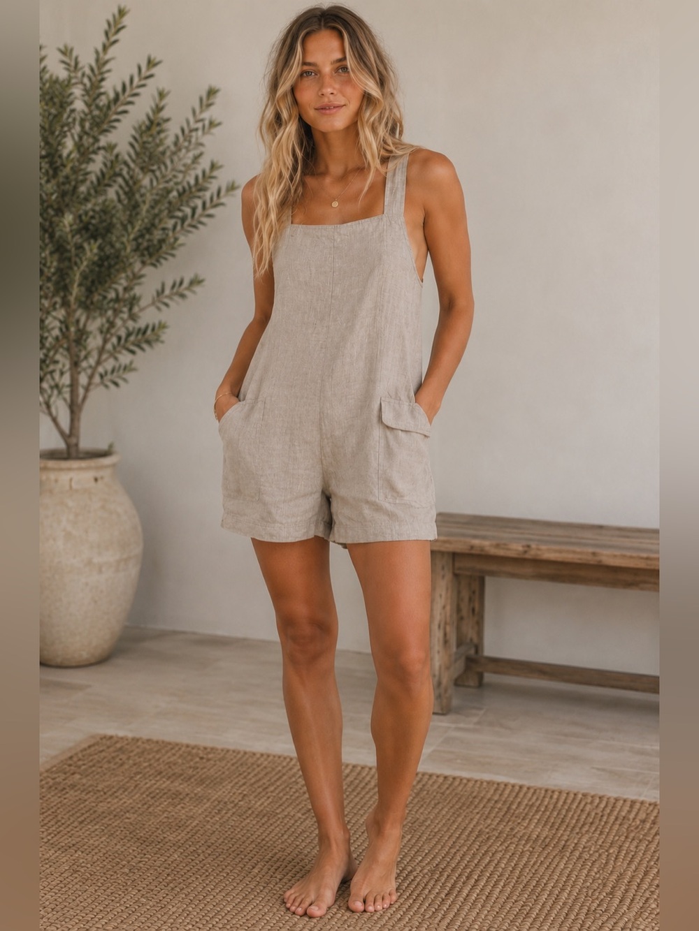 Free People Alohas Volta Linen Romper